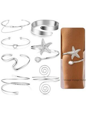 7PCS Arm Cuff Bangle Set Stackable Boho Alloy Jewelry for Women
